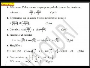 solution exercice contrôle 1 semestre 2 trigonométrie tronc commun