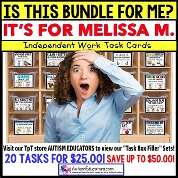 AUTISM EDUCATORS Custom Task Boxes Activities BUNDLE for MELISSA M.