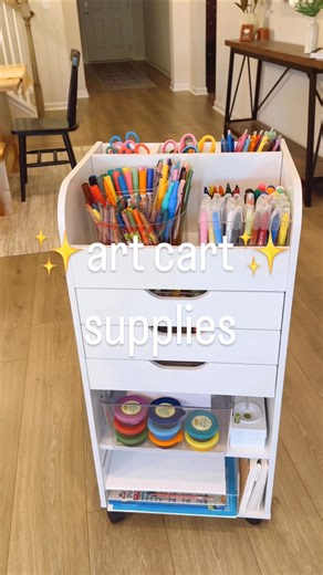 Elaina Zinke on Instagram: "I created this art cart set up over✨3 years ago✨and it’s still a favorite over here! So many of you have loved and created it over the years and I’m sharing it once again as a year end favorite!🎨🖌️**Comment ART to get a link to my art cart and supplies (the cart wasn’t originally designed for art supplies, but through A LOT of trial and error, I found the best acrylic organizers to maximize the space)! **Also linked in my Amazon Storefront (in my bio) under “Art Car
