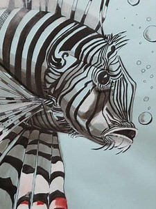 Ink painting of a lionfish. #seafish#underwaterpredators#snorkeling#vacation#fishing