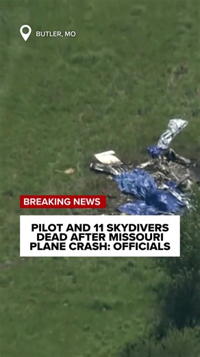 A plane carrying a pilot and 11 passengers planning to spend a sunny afternoon skydiving crashed Sunday in Missouri, killing all aboard, authorities said. The Missouri State Highway Patrol said in a statement that troopers were at the crash site, assisting the Butler Police Department & Bates County Sheriff's Office. The crash occurred near the Butler Memorial Airport. The small town of Butler has a population of around 4,300 people and is roughly 65 miles south of Kansas City. #news #planecrash