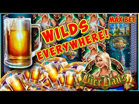 ★ WILDS EVERYWHERE!★ 4 BONUS GAMES Deliver SUPER SESSION on Bier Haus Slot Machine! WMS MAX BET