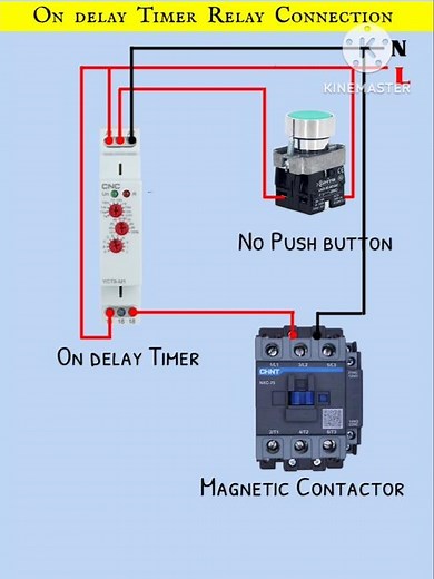 ON Delay Timer relay connection with contactor #ytshorts #contactor #timer #shorts #viralshorts