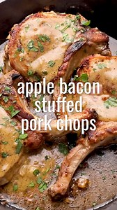 Apple Bacon Stuffed Pork Chops - These juicy stuffed pork chops are absolutely amazing filled with a flavorful mixture of apples, bacon, shallots, and smoked cheddar cheese. Make it at home: https://www.willcookforsmiles.com/apple-bacon-stuffed-pork-chops/ #dinnerrecipes #dinnerrecipe #homemaderecipes #comfortfoods #dinnertonight #recipesforyou #easyrecipesathome #willcookforsmilesrecipe #willcookforsmiles #porkchops #porkchoprecipe #porkchopoftheday #stuffedporkchop #stuffedporkchops | Will Coo