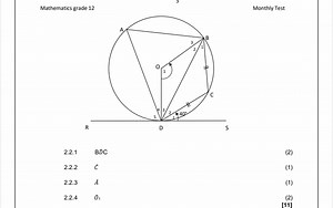 Mathematics grade 12Monthly Test2.2.1 B \bar { D } C2.2.2 C... | Filo