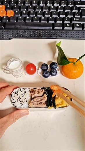 This moment feels just right#worklunch #FunnyMoment #tinybento #food #sushi #satisfying #egg