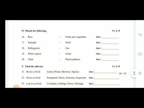 4th std Science Second term Summative Assessment test original Questionpaper 4th Science EM Question