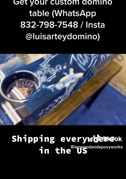 New domino table, custom built, full epoxy cover, folding table legs, hanging wire rod, shipping from Houston #domino #customgametables #takeitback #spacecity #gametable