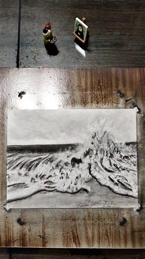 Charcoal Drawing of a Seascape