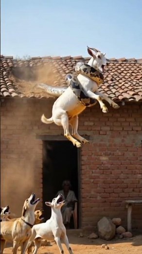“Giant Python Grabs Goat From Rooftop | Shocking Village Footage 😱🐍”
