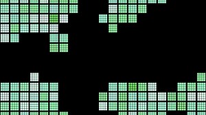 Download Retro background with moving mosaic squares on black background. Design. Colored squares randomly move on black background. Retro game background with squares for free
