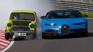 Bugatti Chiron 2016 #supercar vs Mini-Cooper 'S' 1965 #mrbean at Nurburgring Nordschleife Track Day | Carluxius