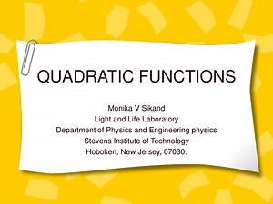 QUADRATIC FUNCTIONS - SlideServe
