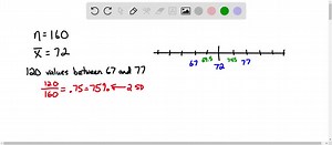 SOLVED:In a distribution of 160 values with a mean of 72, at least 120 fall within the interval 67–77. Approximately what percentage of values should fall in the interval 62–82? Use Chebyshev’s theorem.