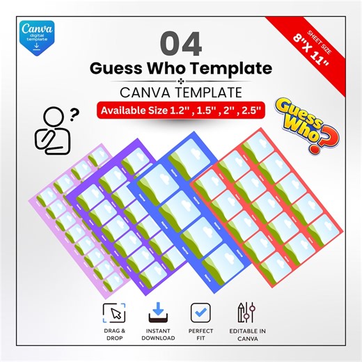 Guess Who Game Template Bundle, Editable Canva Guess Who Cards, Custom Photo Guess Who Game Printable, DIY Party Game Template - Etsy