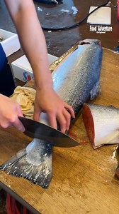 3.8M views · 17K reactions | Watch sushi chef cut salmon lightning fast #SushiChef #salmon #KnifeSkills #FoodReels | Food Adventure | Facebook