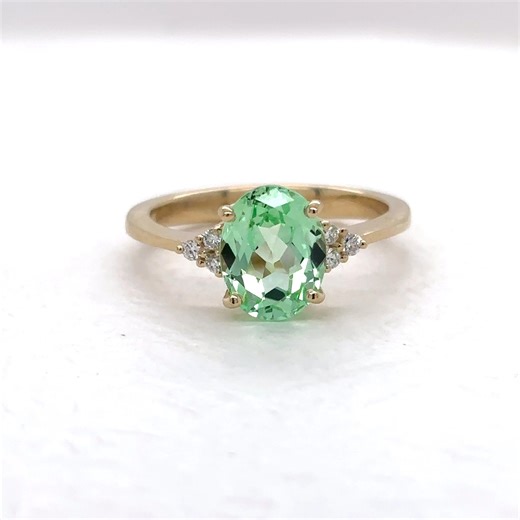 New arrival alert 🚨 Lab-grown mint sapphire beauty has just landed! #mintsapphire #labgrownsapphire #mohrcreations #yellowgold | Mohr Creations Custom Jewelers - Phil and Sheri Mohr