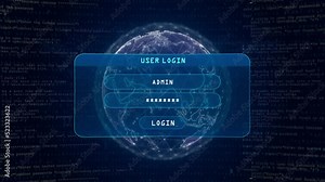 DDOS Attack Warning with User Login Interface Concept over Digital Globe and Computer Hacking Background