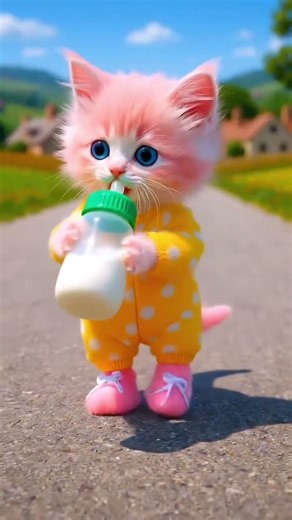 cute cat happily drinking her bottle 🍼 milk #cute #cat #shorts