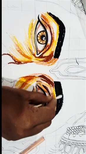 Realistic Human Face Drawing with Oil Pastels#ytshorts #hanumamji #oilpastel #viralshorts #drawing
