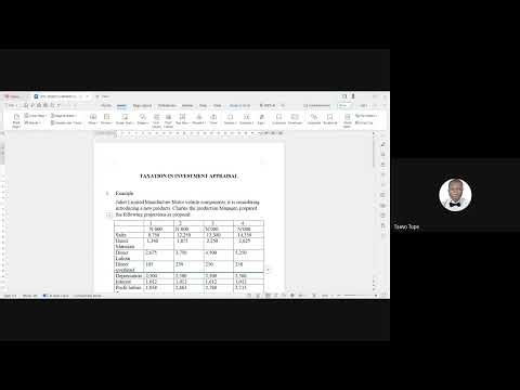 TAXATION WITH INVESTMENT APPRAISAL WORKED EXAMPLE.