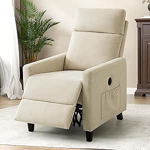 Power Recliner Chair Adjustable High Back Small Recliners for Small Spaces with Storage Pocket&Supportive Solid Wood Legs for Modern Living Room,Bedroom,Study Room,Home Theater Armchair
