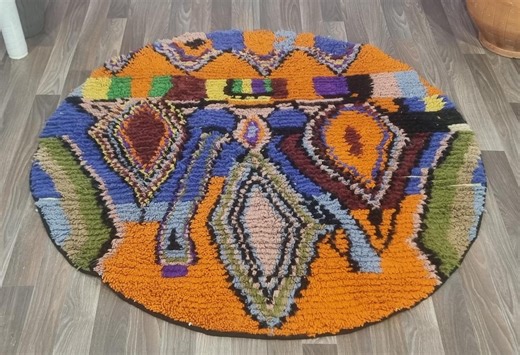 Multicolored Hand Knotted Round Rugs , Round Aera Rugs ,handwoven Moroccan Wool Round Rug, Striped Geometric Carpet, Custom Size Rugs - Etsy