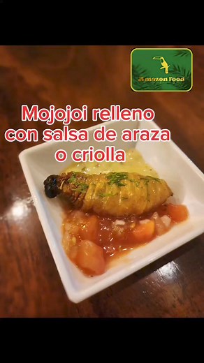 Mojojoy relleno de pollo , lomo de cerdo o res, queso o pirarocu con salsa de araza o ceviche .. Una proteína deliciosa y nutritiva Visitanos media cuadra mas arriba de mazorca desgranada ... orgullosamente villagarzonences | Amazon Foo