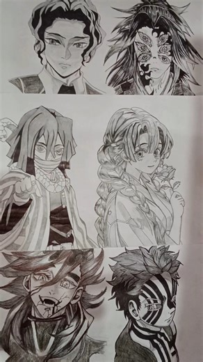 Mitsuri Love hashira x obanai iguro pen sketch art 🎭🎨🎨 #shortvideo #mitsuri #obanai #demonslayer