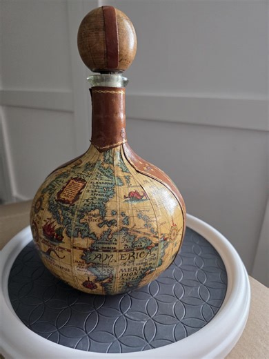 Old World Globe Map Bottle W Stopper Vintage Nautical Home Décor Italy - Etsy