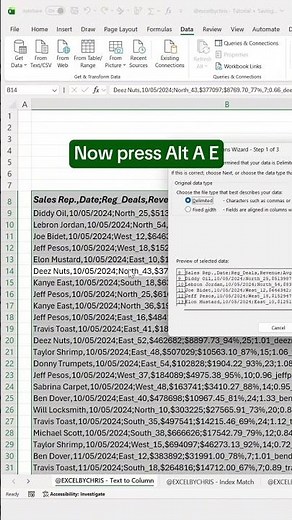 How to use text to column in Excel! #excel #texttocolumn #spreadsheet