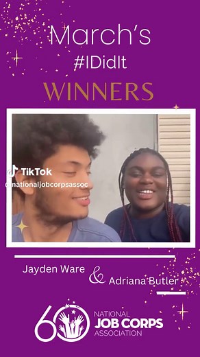 🎉 Congratulations to Jayden Ware and Adriana Butler from Earle C. Clements Job Corps , our #IDidIt winners for last month! 🌟 Adriana has mastered Material Handling and is now excelling in Office Administration, while Jayden is making waves in Heavy Trucking. 🚛💼 Join us in celebrating their achievements as they share the goals they've conquered during their time at Job Corps. 🎉👏 #IDidIt #ILoveJobCorps #JobCorps60 #NJCA #CareersBeginHere #SuccessStory #JobCorpsWorks #JobCorpsLegacy #JobCorps