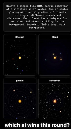 ChatGPT vs Claude vs Gemini vs DeepSeek: Solar System Animation #aicoding #geminiai #claudeai