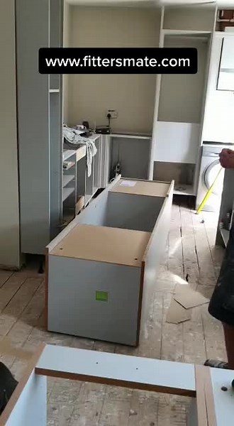 Fitter’s Mate moving an extra tall cabinet. Order from www.fittersmate.com #toolsofthetrade #carpenter #kitchenfitting #kitchenfitter #tradesman #kitchen #carpentry