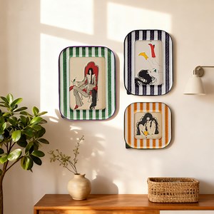 Velvet Picture Frame – 3 Set Subtle Watercolor Stripe Frames, Horizontal & Modern Home Decor for Minimalism, Farmhouse Office Desk Decor - Etsy