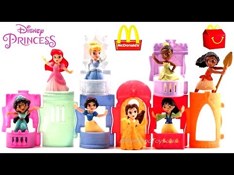 McDONALD'S DISNEY PRINCESS HAPPY MEAL TOYS PLAY TUTORIALS REVIEW BUILD CASTLE FULL SET 8 APRIL 2021