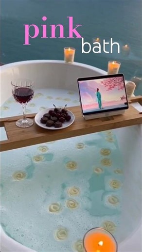 pink Red bath 🩷 What's next? #asmr #bathroutine #bathessentials #night #shorts #fyp #viral #bathtime