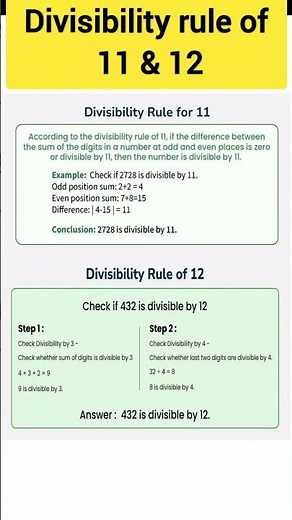 Divisibility Rule for 11 and 12 | Check divisibility by 11 and 12 in seconds! | Maths exam hack