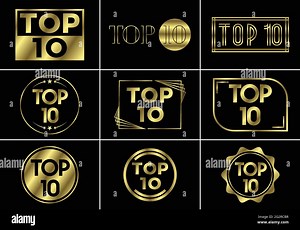 Top ten ranking and best of the best rank. Top 10 golden sign for music video or other content, Vector illustration Stock Vector Image & Art - Alamy