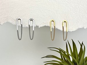 Gold Fill Dangle Earrings: Waterproof Titanium Chain Earrings - Etsy