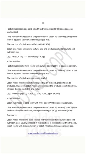 How Tantalum, Aluminum & Cobalt React with Acids and Their Chemical Products | Part 8