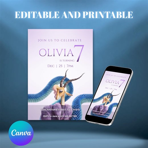 Zootopia 2 Birthday Invitation and Evite, Zootopia Party Invite - Etsy Canada