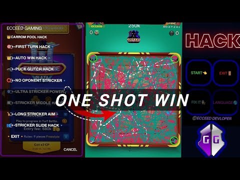 Carrom pool new one shot win game guardian hack 2026,Carrom pool EV LOADER new update auto play hack