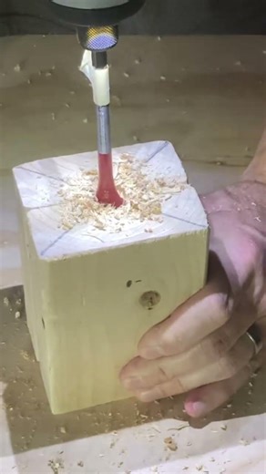 Spade Bit drilling Hole #woodworking #asmr #satisfying