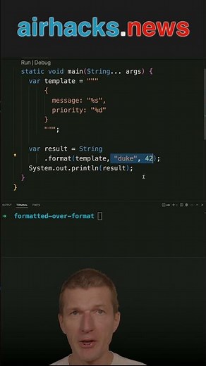 formatted() over format() #java #shorts #coding #airhacks