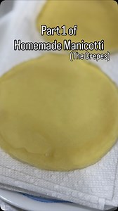 Part 1 of Homemade Manicotti… ( The Crepes ) Ingredients: 3 eggs, 2 cups of milk & 1 and 3/4 cups of all purpose flour. To cook them I use a small pan.. about 6 inches… (if you need.. literally 1 drop of olive oil and brush around pan with a brush to prevent sticking) ladle a small scoop and swirl around till it has a thin even layer. Cook in a low flame for a few seconds till it sets. With a rubber spatula I like to go around the sides and lift a corner of it so I can flip. After a few seconds 