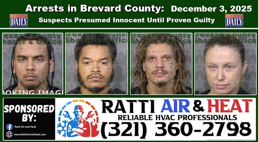 Arrests In Brevard County: December 3, 2025 – Suspects Presumed Innocent Until Proven Guilty - Space Coast Daily