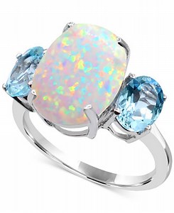 Lab Grown Opal & Sky Blue Topaz (2 ct. t.w.) Ring in Sterling Silver - Macy's