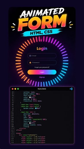 Animated Form Using HTML & CSS | Creative Form Animation | MERN Stack Developer Course #shorts