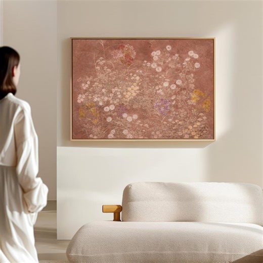 Vintage Wildflower Canvas Wall Art | Large Framed Botanical Print | Terracotta Floral Décor | Cottagecore Bedroom Art | Ready to Hang - Etsy